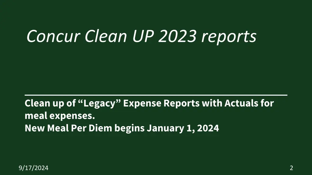 concur clean up 2023 reports