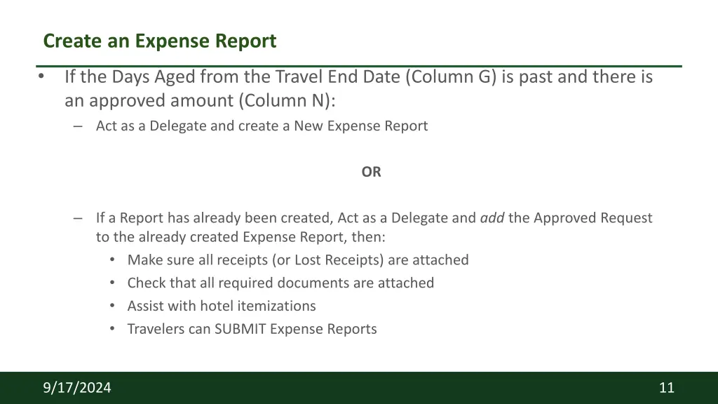 create an expense report