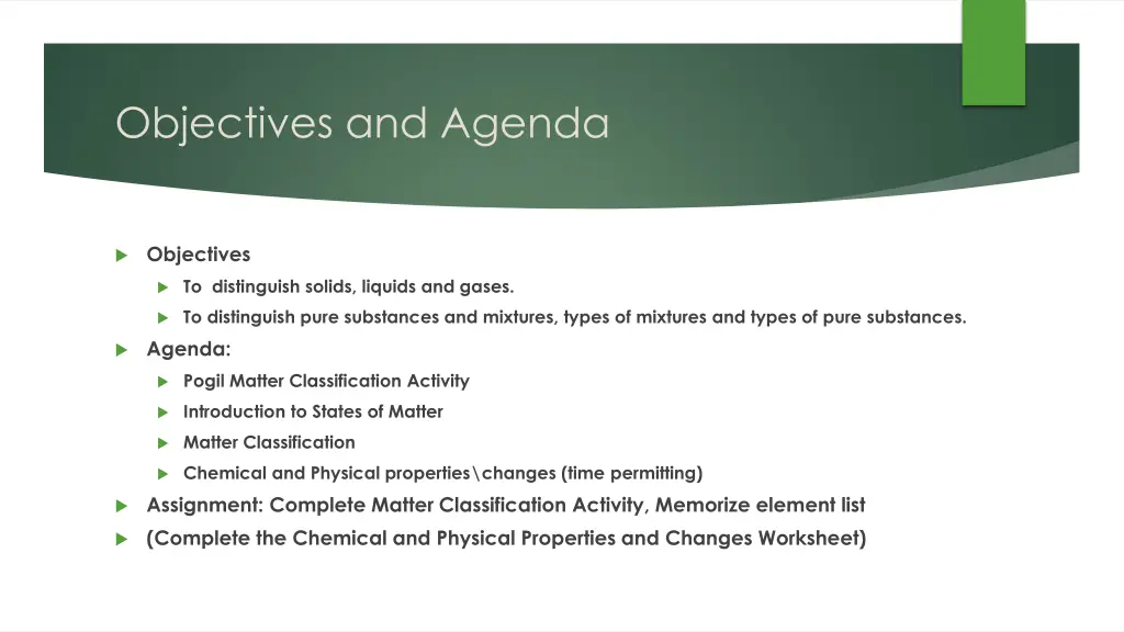 objectives and agenda