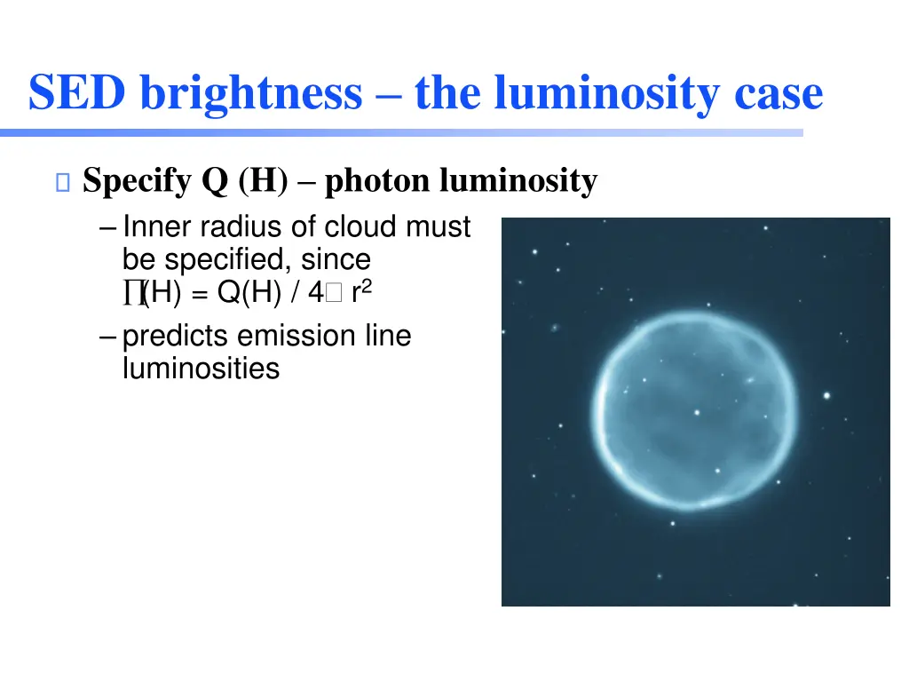 sed brightness the luminosity case 1