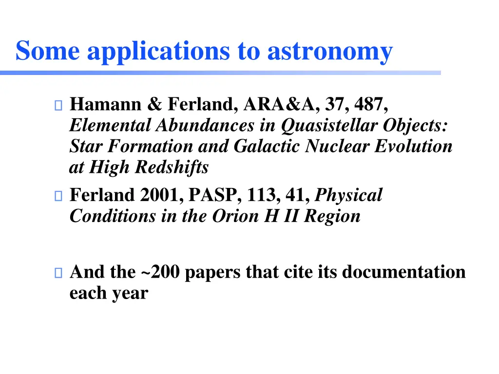 some applications to astronomy