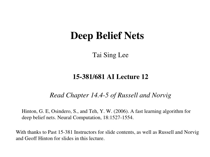 deep belief nets