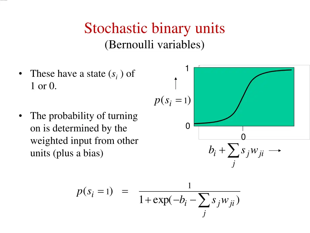 stochastic binary units bernoulli variables