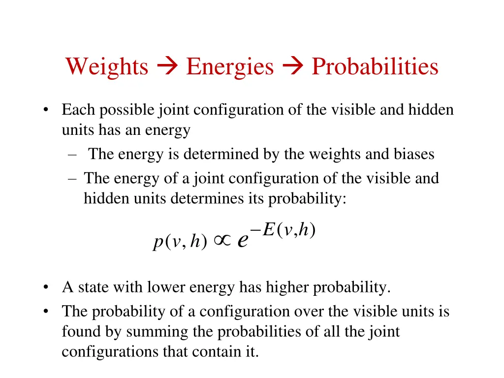 weights energies probabilities