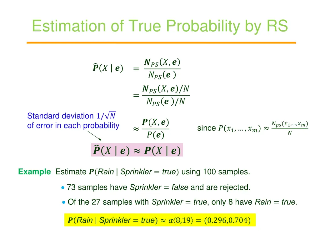 estimation of true probability by rs