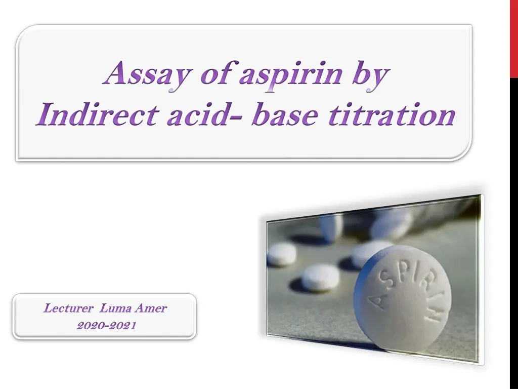 assay of aspirin by indirect acid base titration