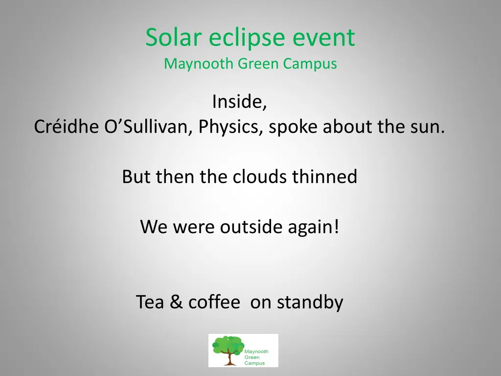 solar eclipse event maynooth green campus 2