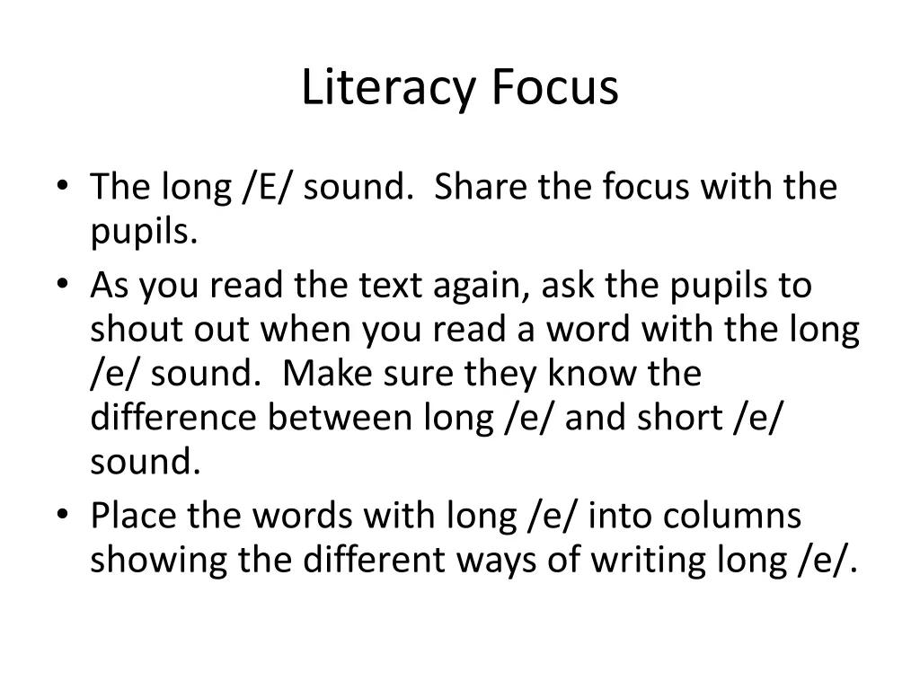 literacy focus