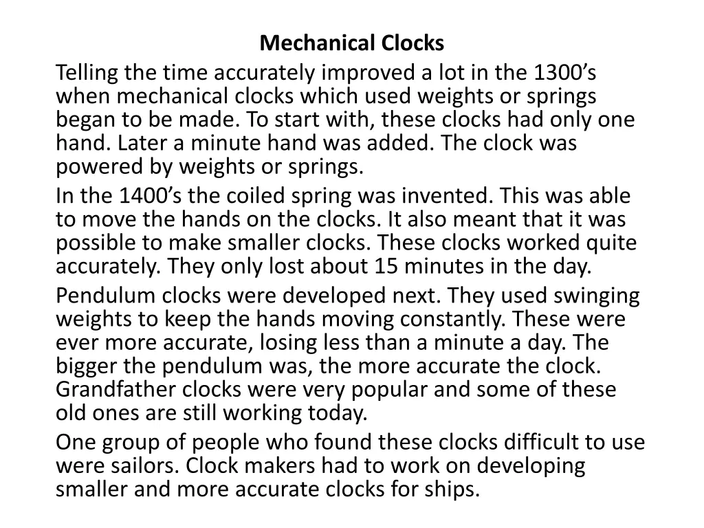 mechanical clocks