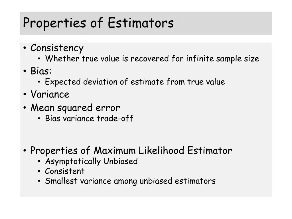 properties of estimators