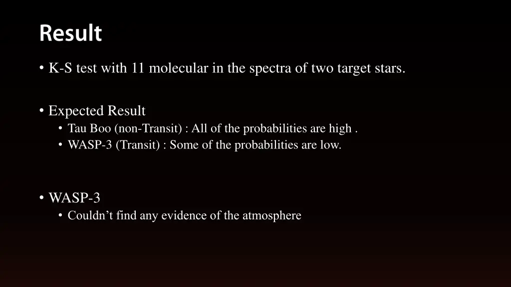 k s test with 11 molecular in the spectra