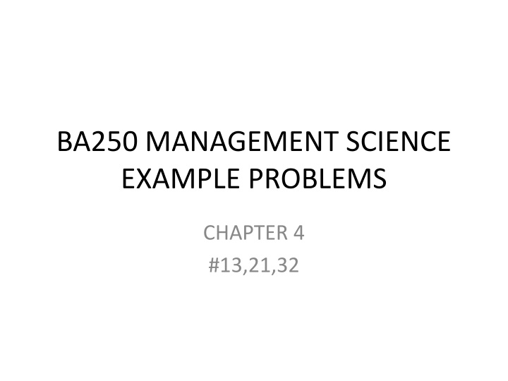 ba250 management science example problems