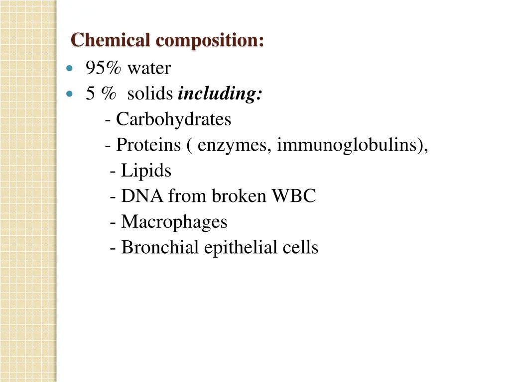 chemical composition 95 water 5 solids including