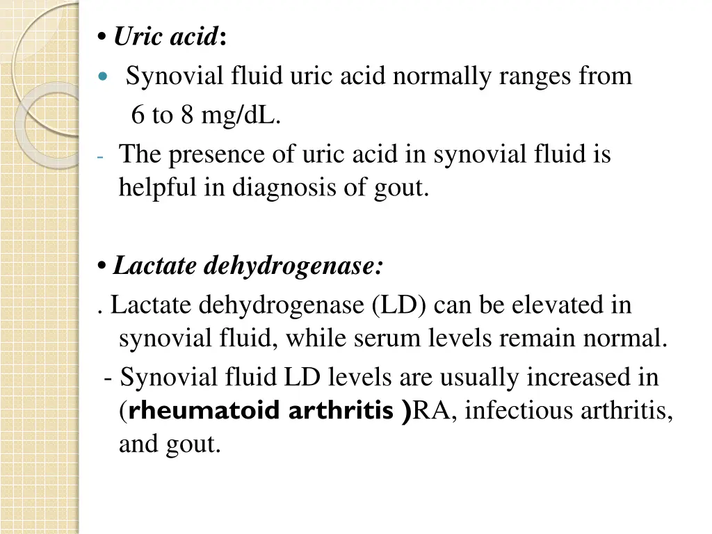 uric acid synovial fluid uric acid normally