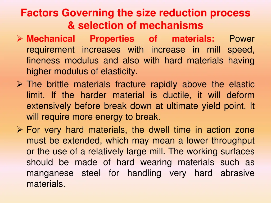 factors governing the size reduction process 1