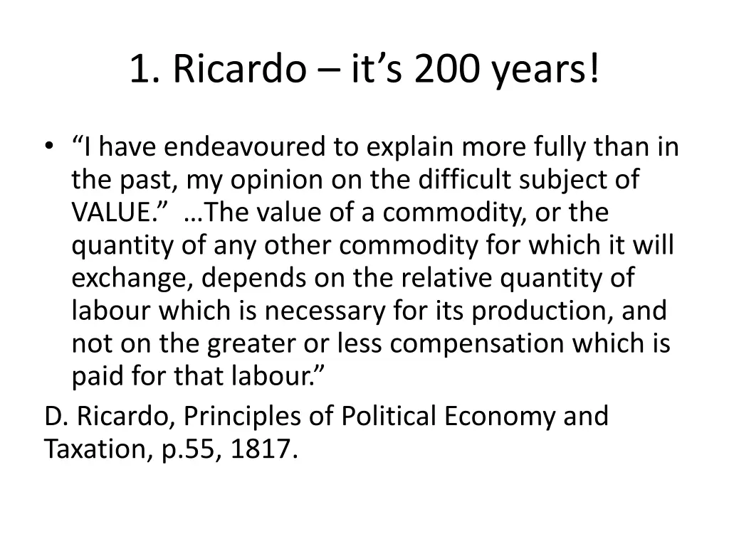 1 ricardo it s 200 years