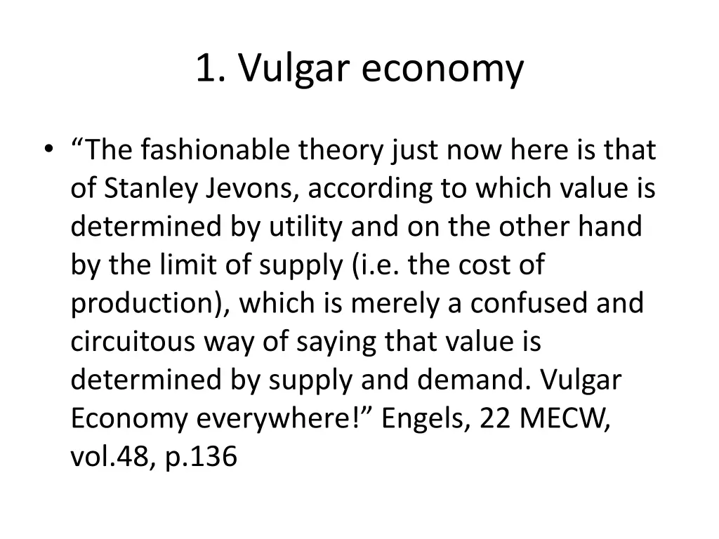 1 vulgar economy