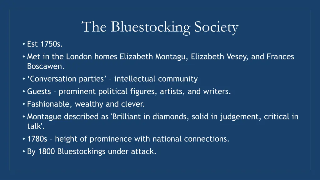 the bluestocking society