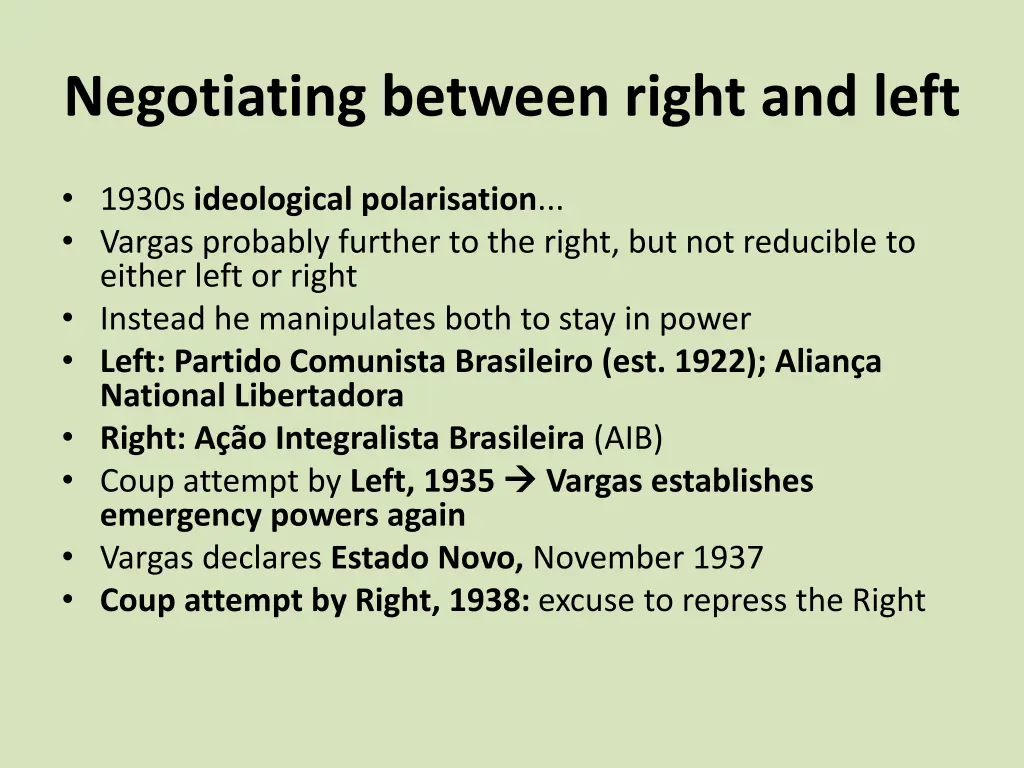 negotiating between right and left