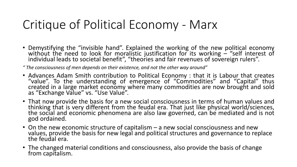 critique of political economy marx