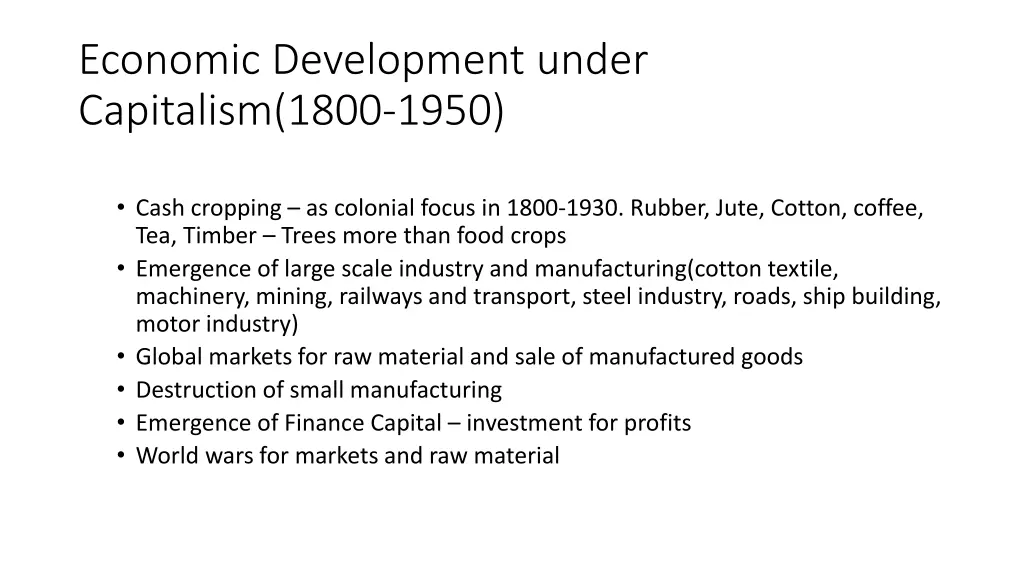 economic development under capitalism 1800 1950