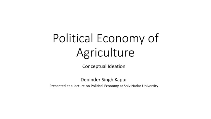 political economy of agriculture