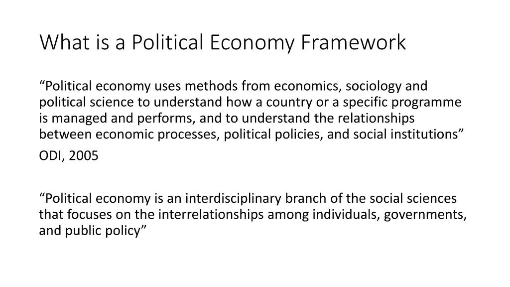 what is a political economy framework