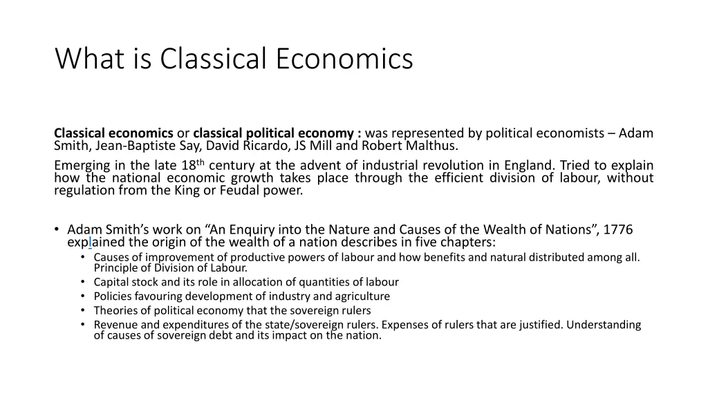 what is classical economics