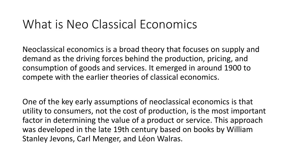 what is neo classical economics