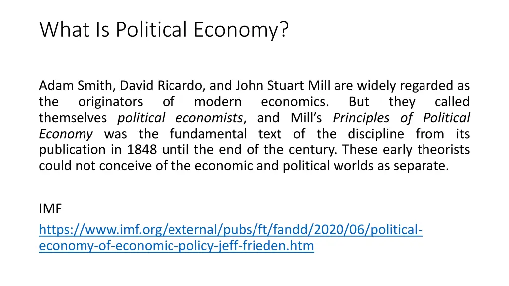 what is political economy