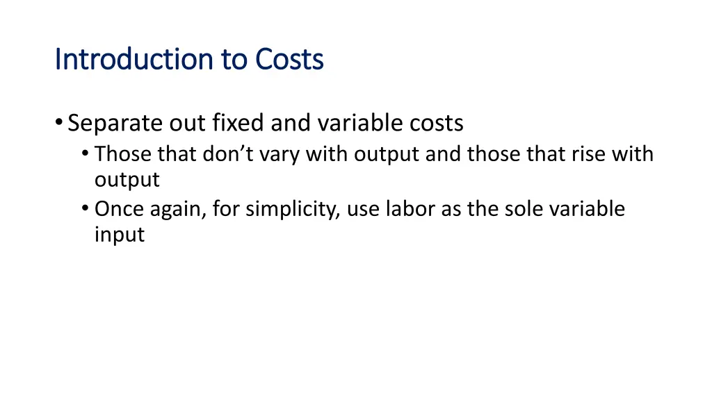 introduction to costs introduction to costs