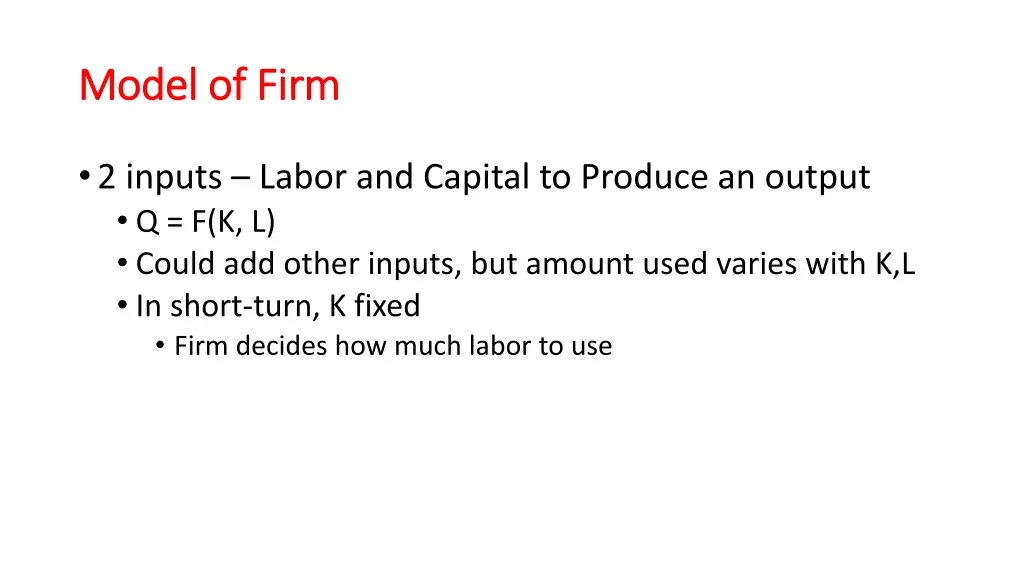 model of firm model of firm