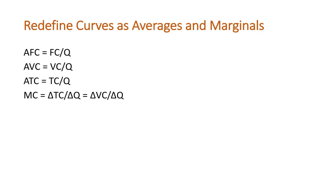 redefine curves as averages and redefine curves