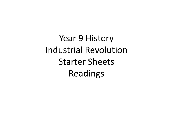 year 9 history industrial revolution starter