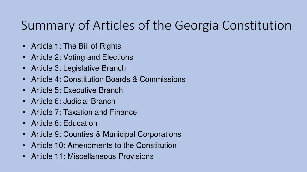 summary of articles of the georgia constitution