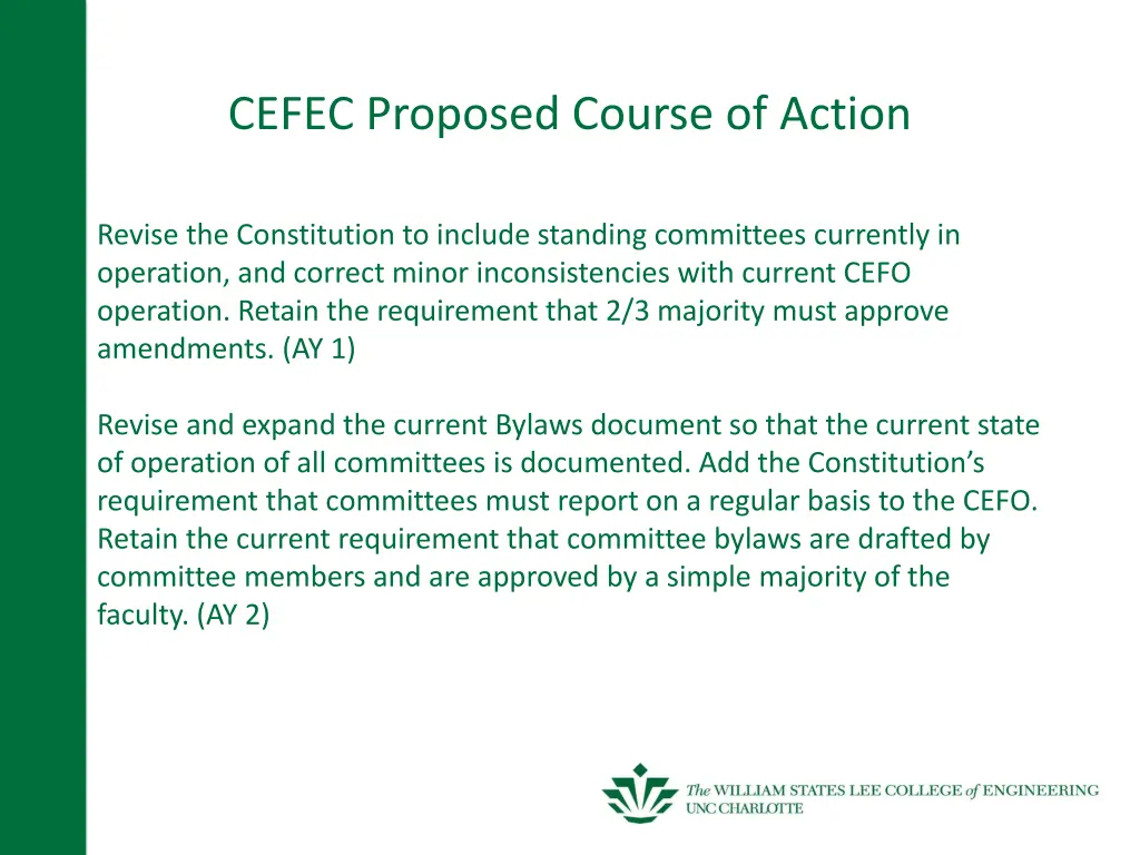 cefec proposed course of action