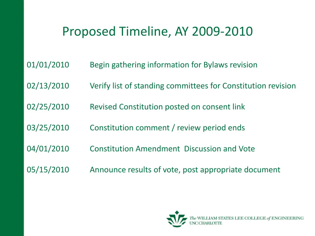 proposed timeline ay 2009 2010