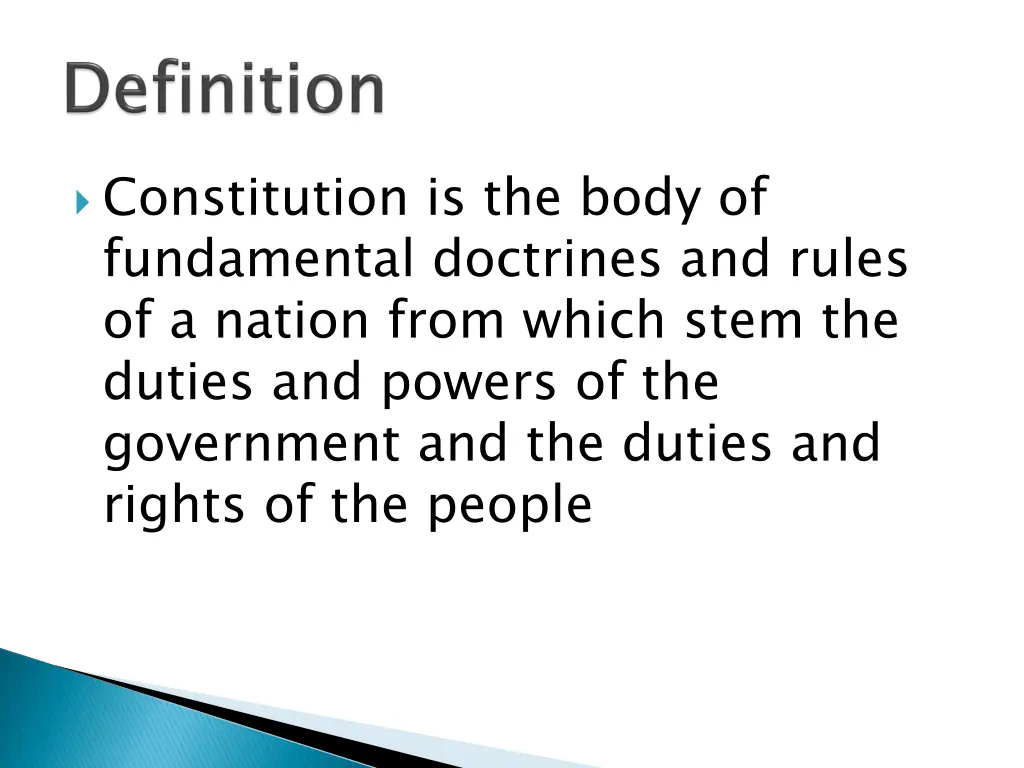 constitution is the body of fundamental doctrines