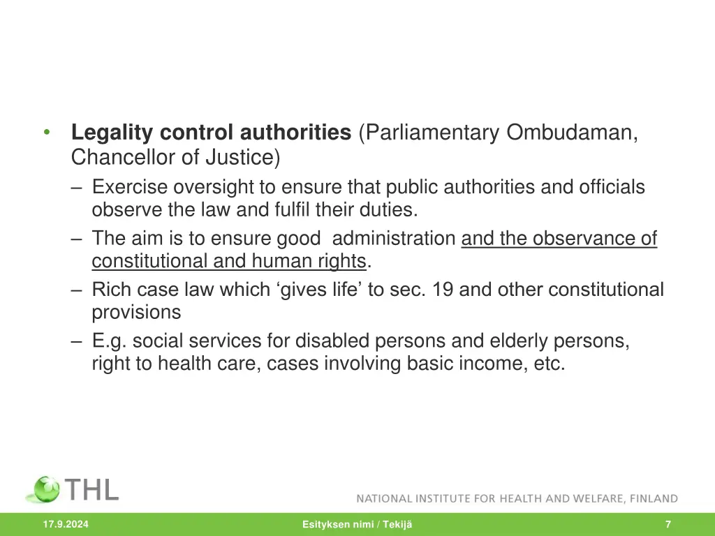 legality control authorities parliamentary