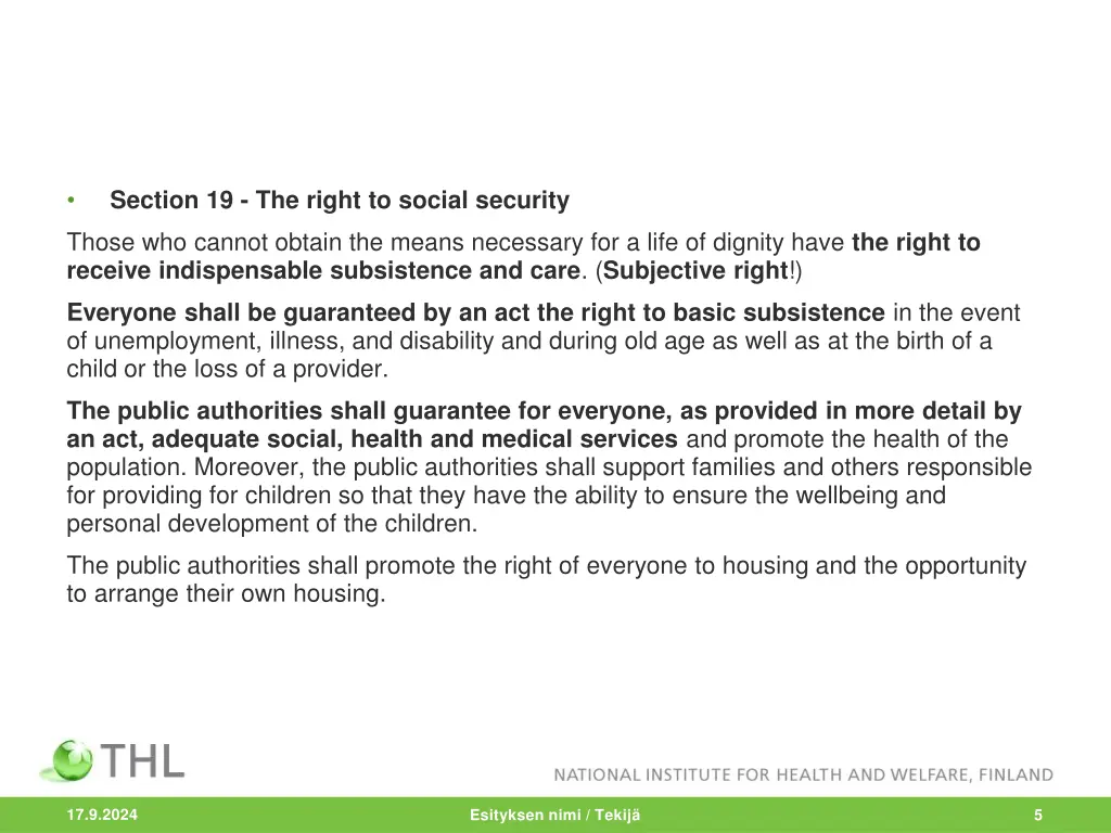 section 19 the right to social security