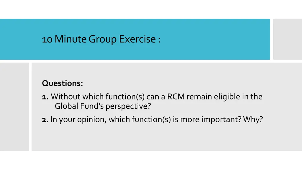 10 minute group exercise