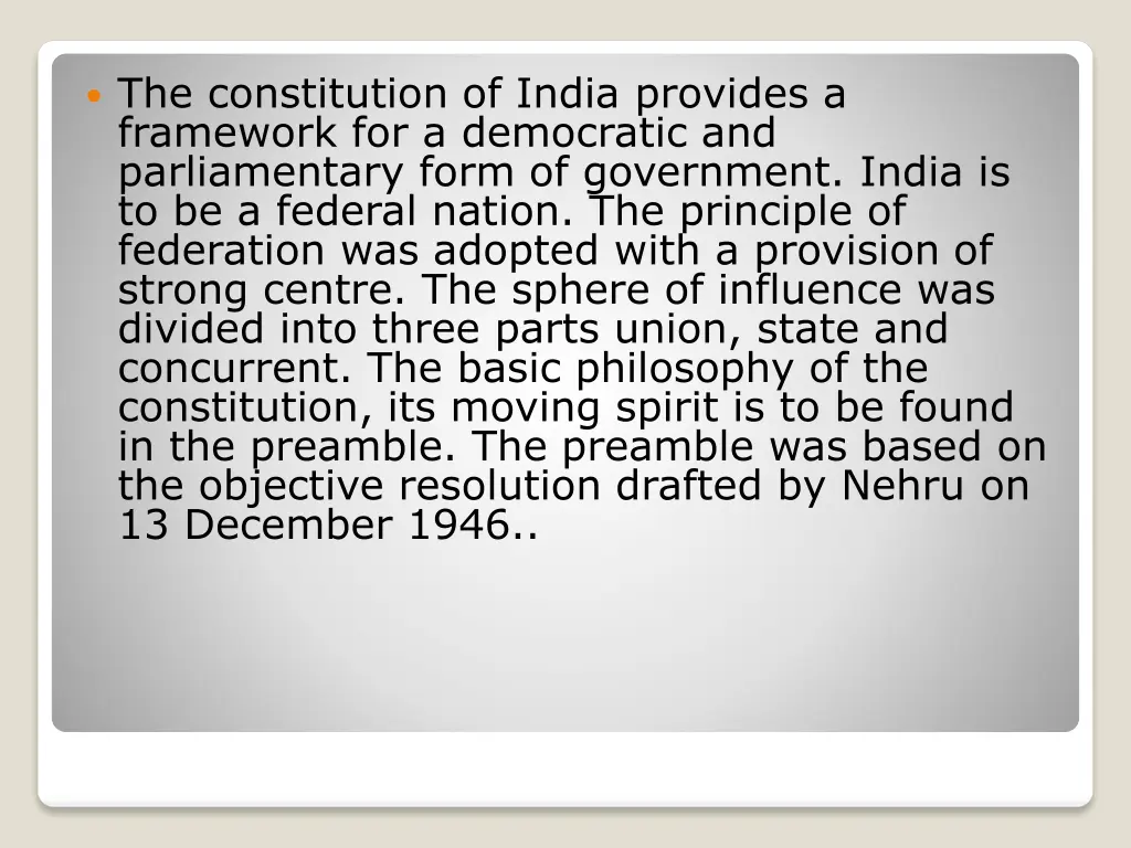 the constitution of india provides a framework