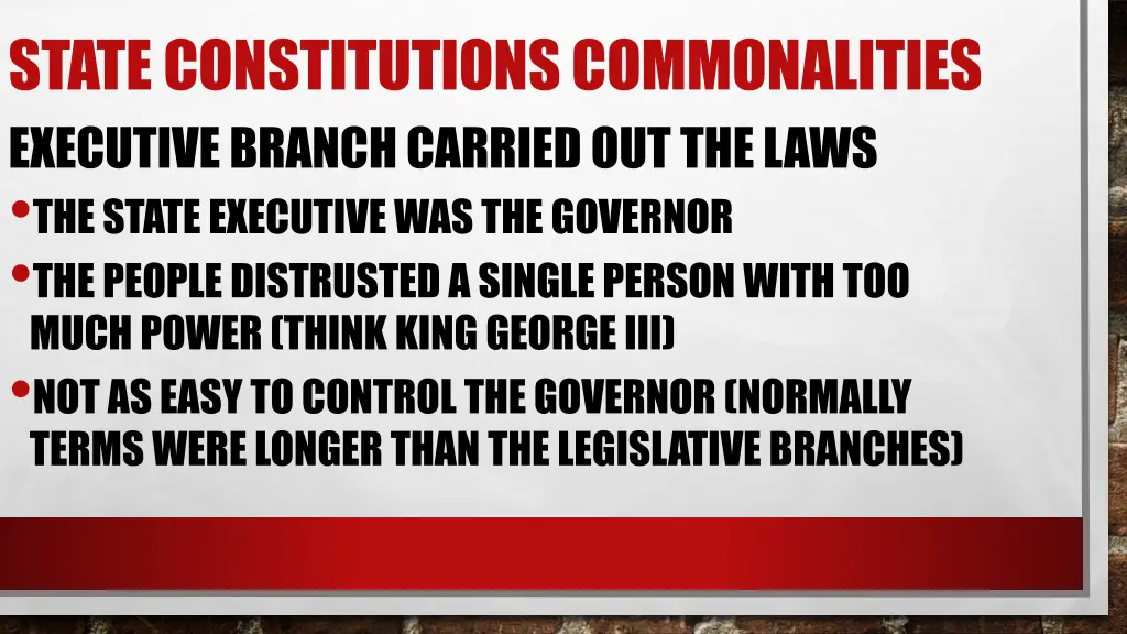 state constitutions commonalities executive