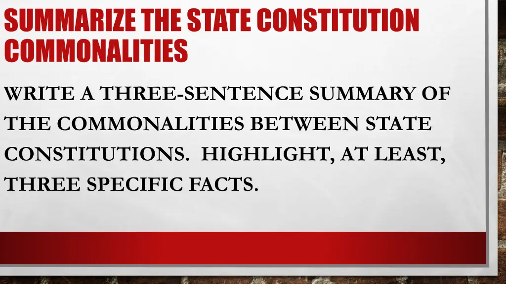 summarize the state constitution commonalities