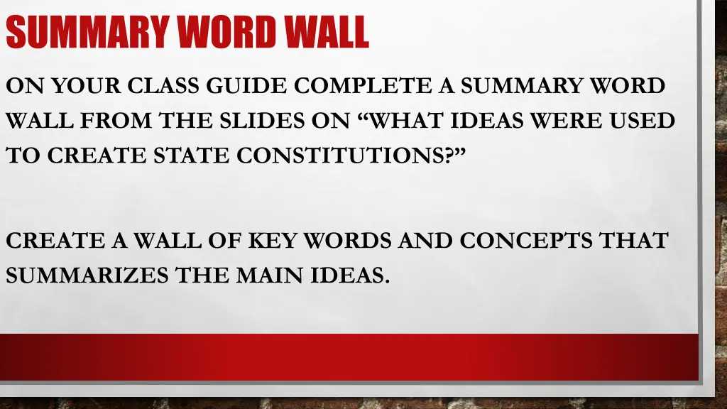 summary word wall