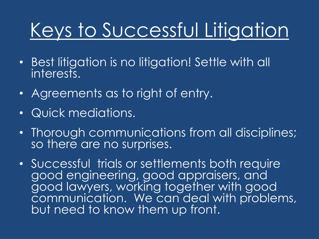 keys to successful litigation