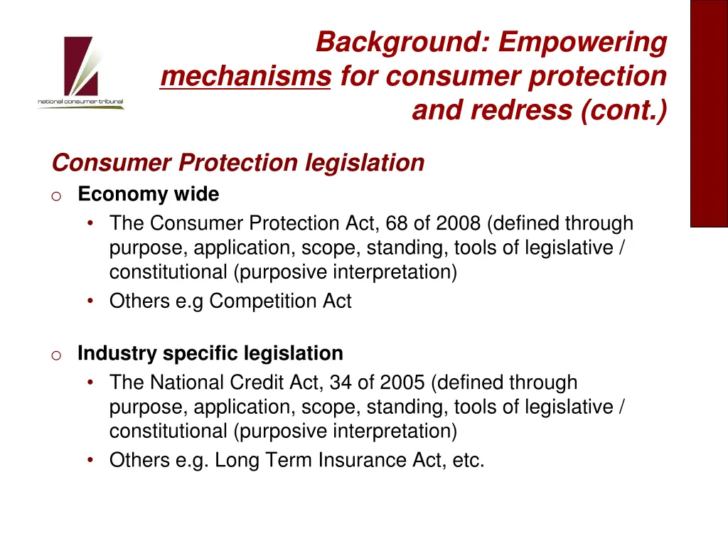 background empowering mechanisms for consumer 1