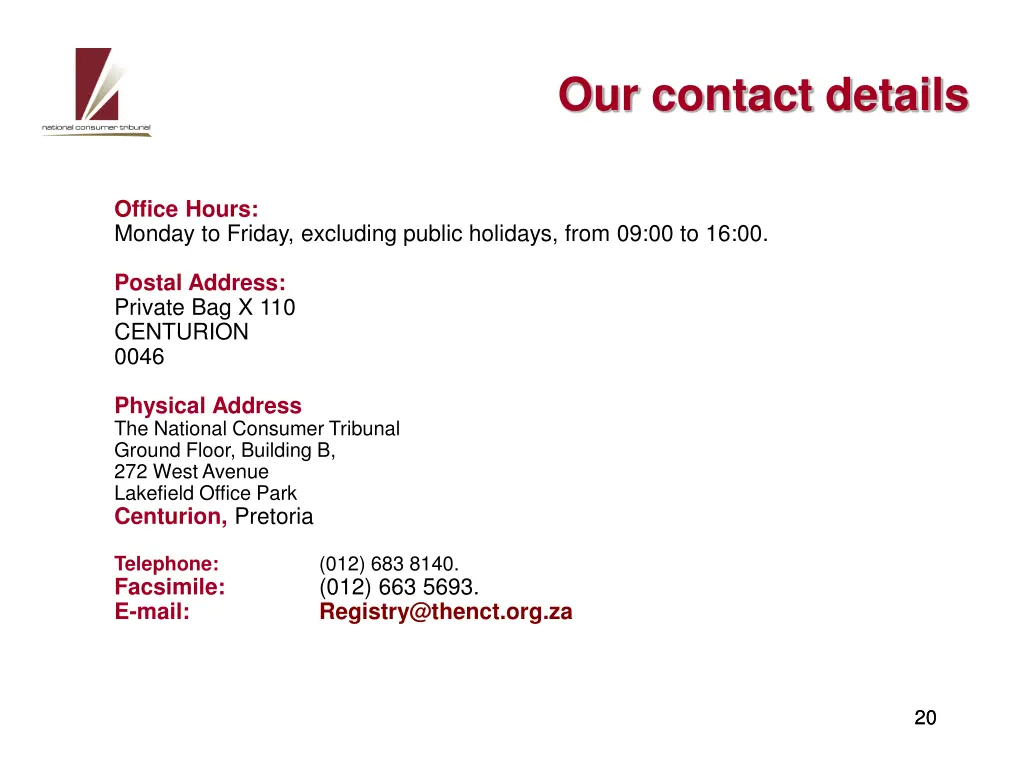 our contact details