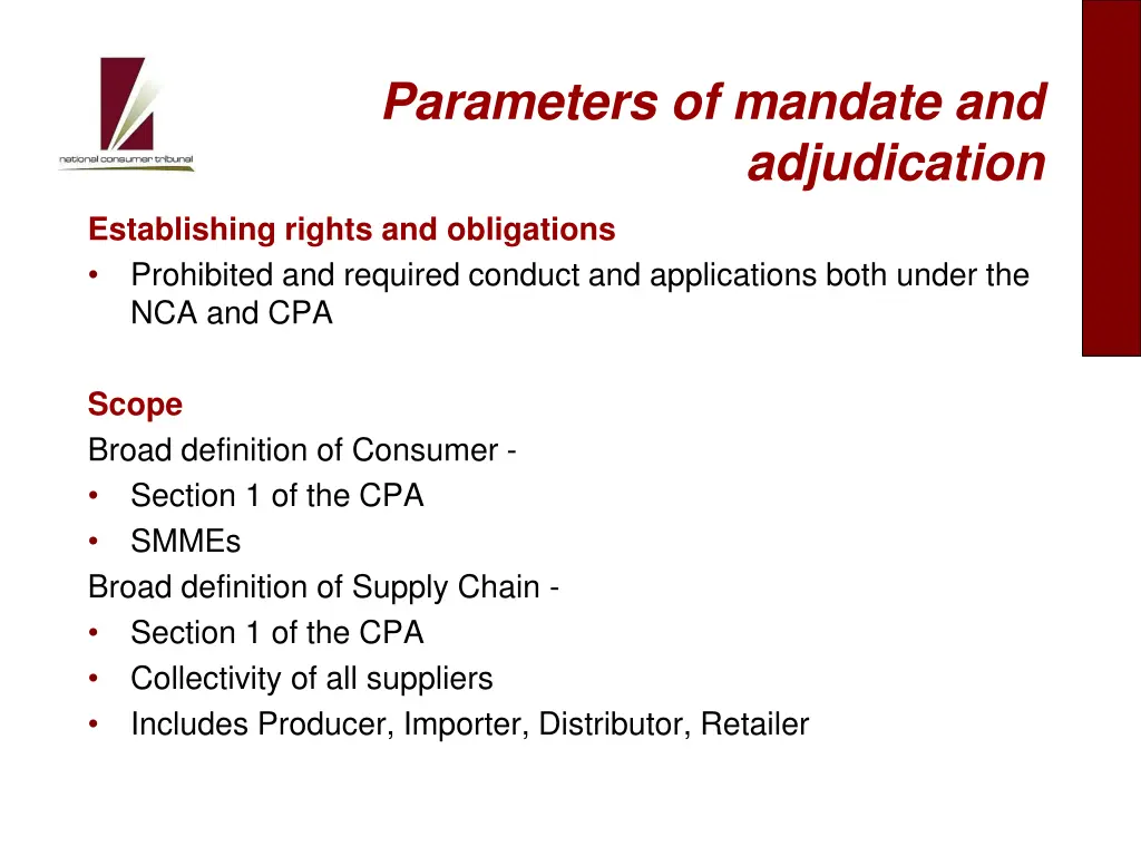 parameters of mandate and