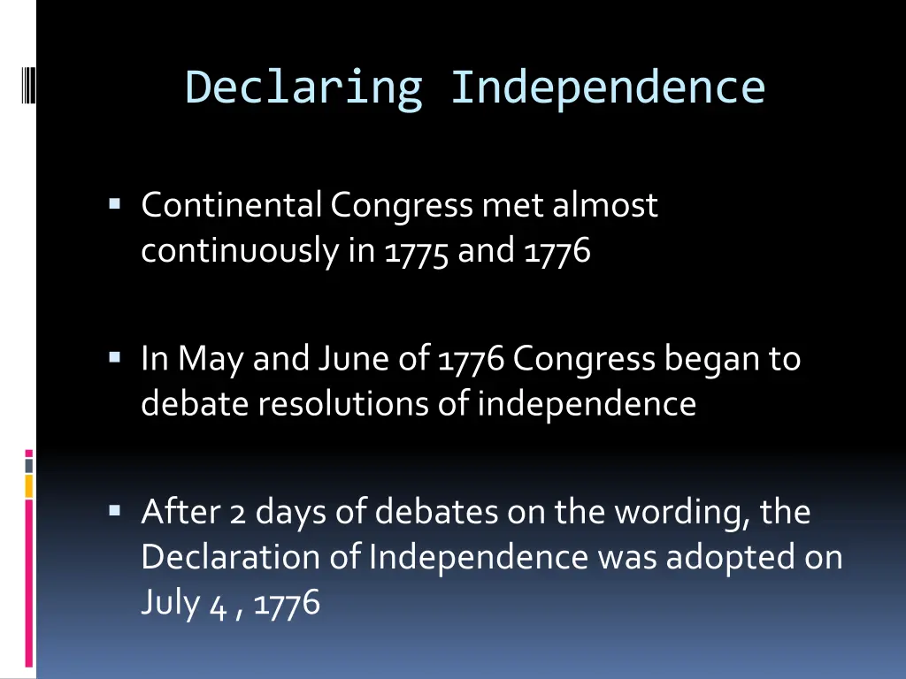 declaring independence